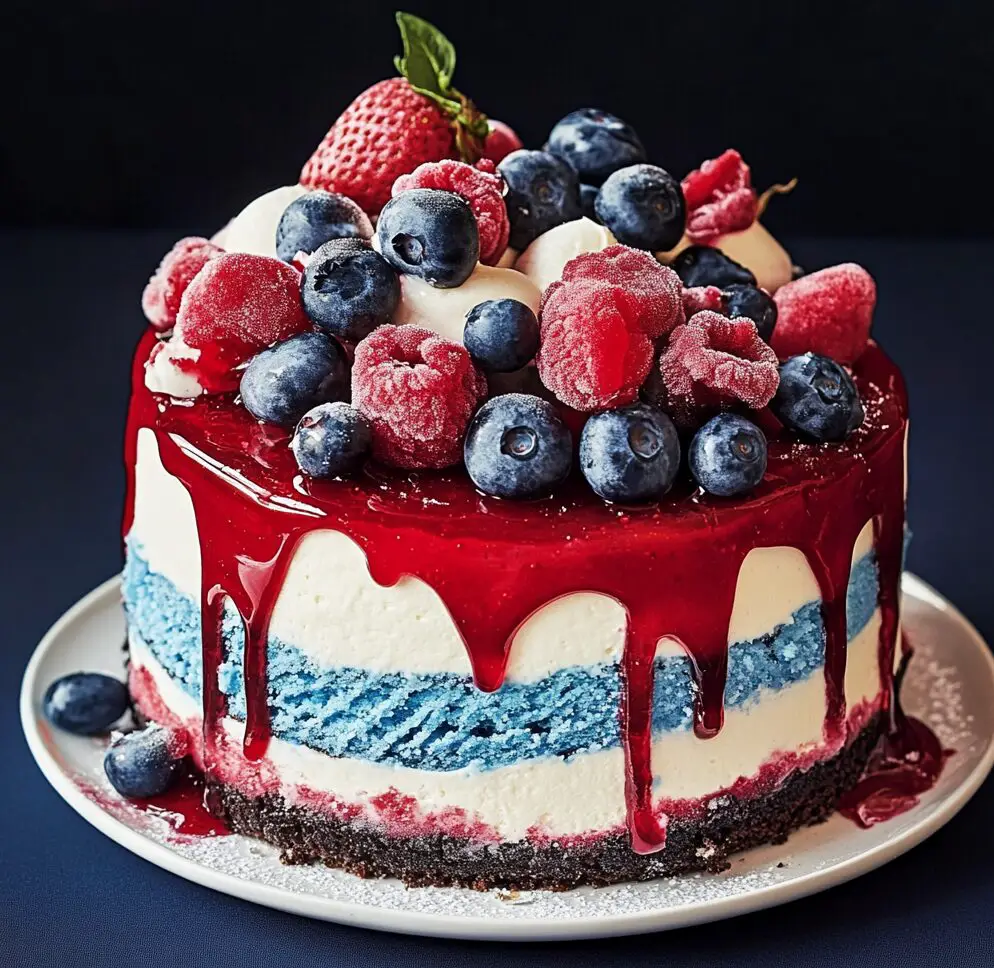 Red, White, and Blue Ice Cream Cake