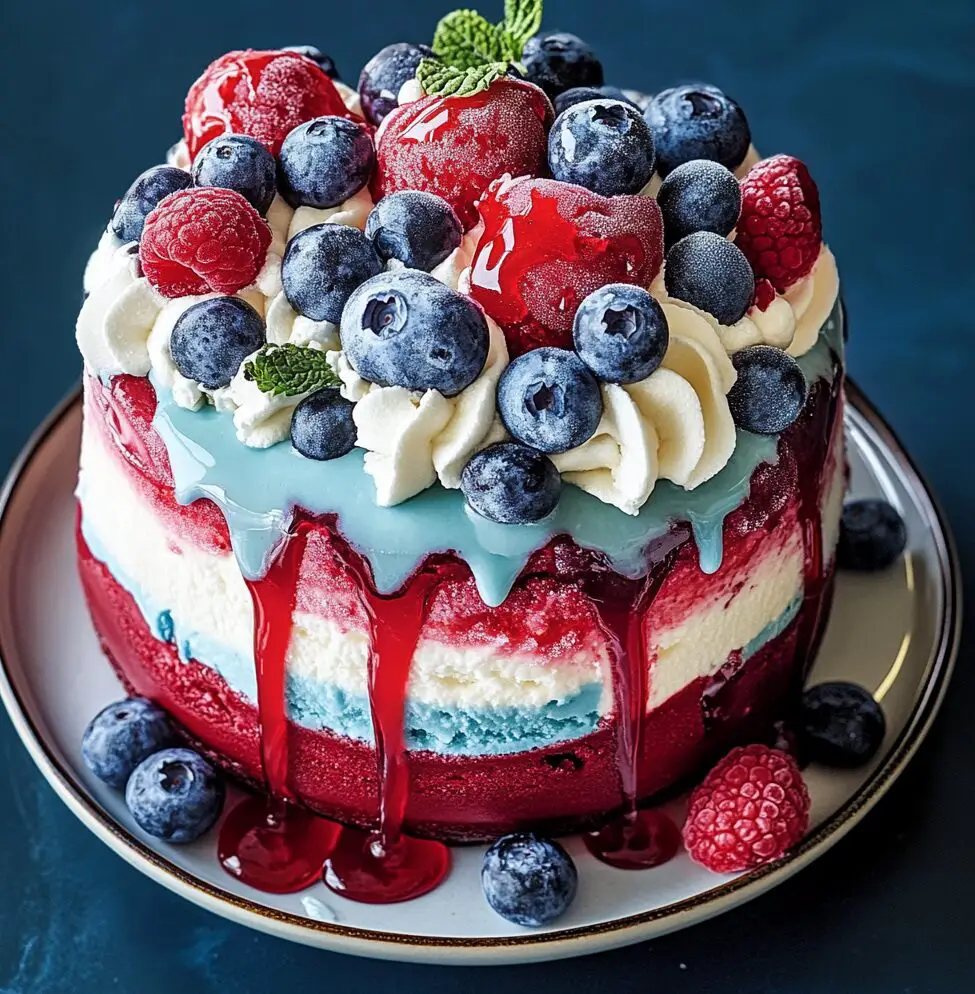 Red, White, and Blue Ice Cream Cake