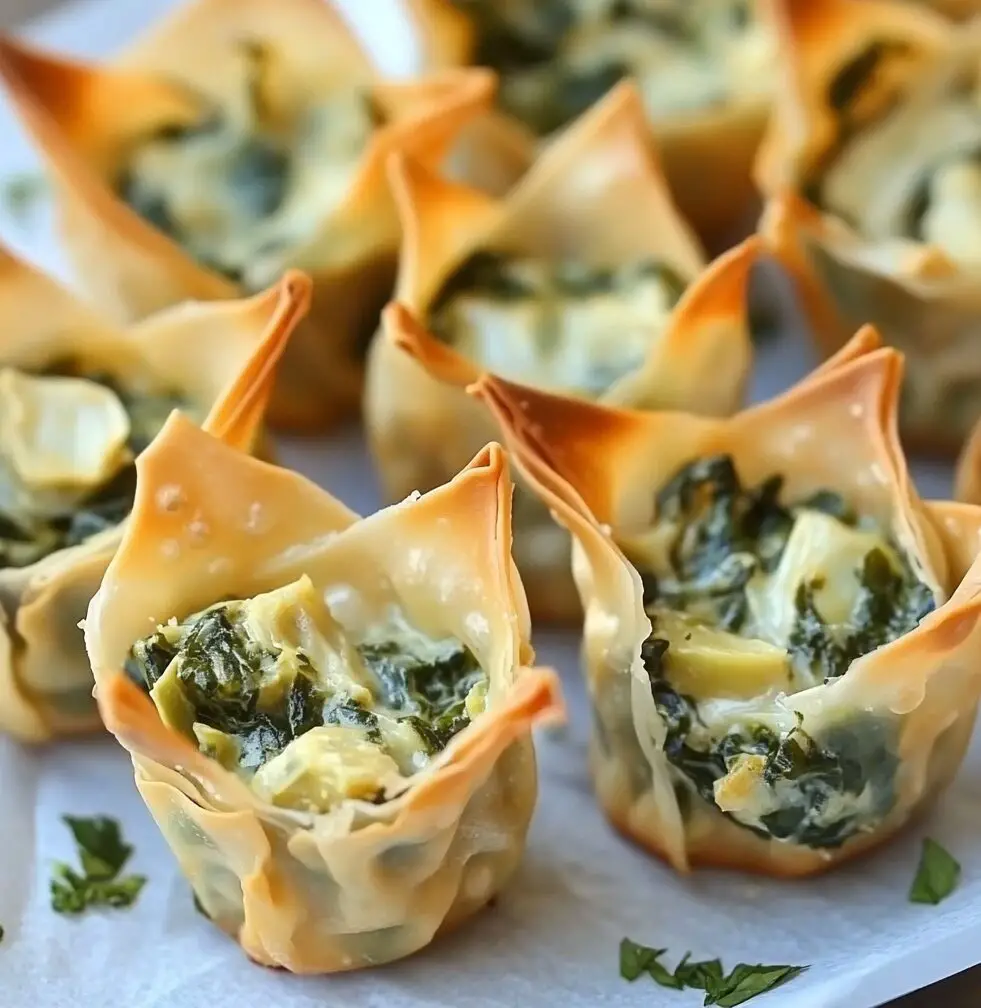 Spinach Artichoke Dip Wonton Cups