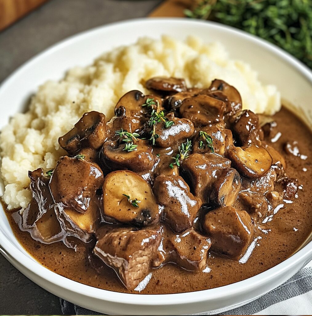 Beef Tips in Rich Mushroom Gravy
