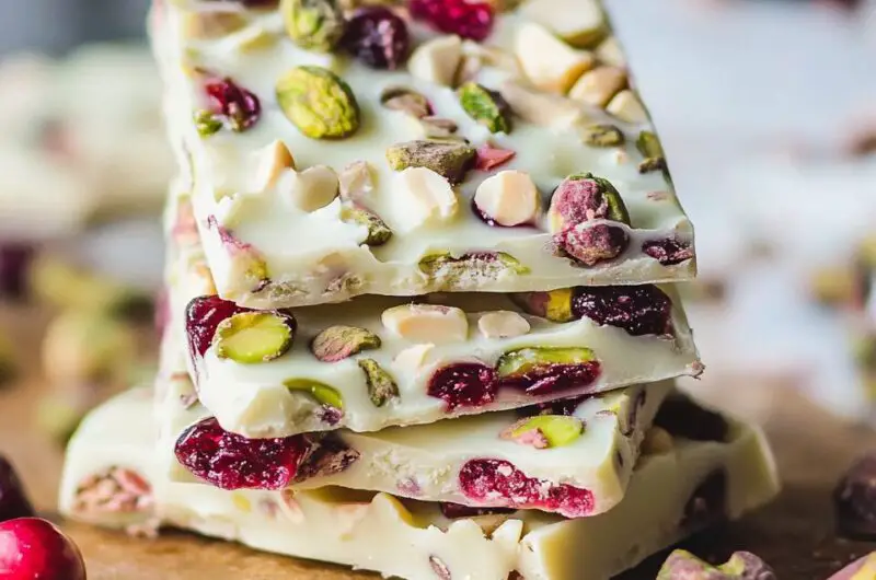 Cranberry Pistachio White Chocolate Bark