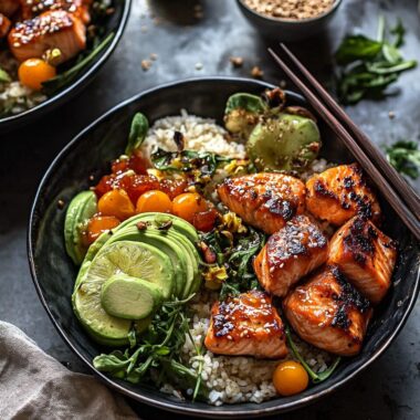 Honey Garlic Salmon Bowls