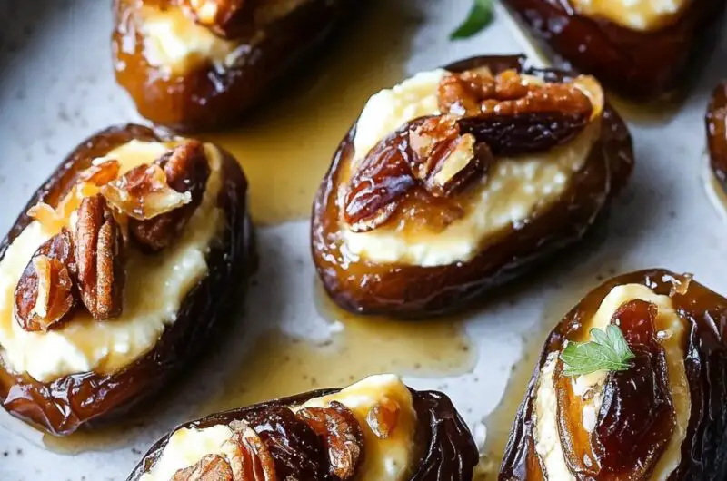 Mascarpone Stuffed Dates with Maple Drizzle