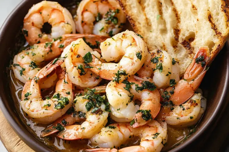 Shrimp Scampi Bowls with Garlic Bread