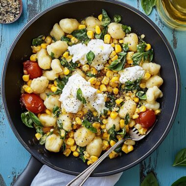 Summer Skillet Gnocchi with Corn and Burrata