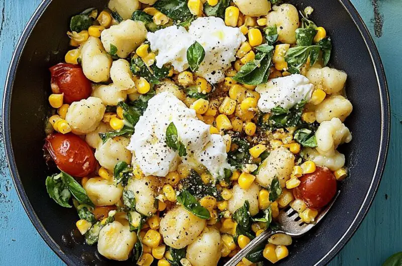 Summer Skillet Gnocchi with Corn and Burrata
