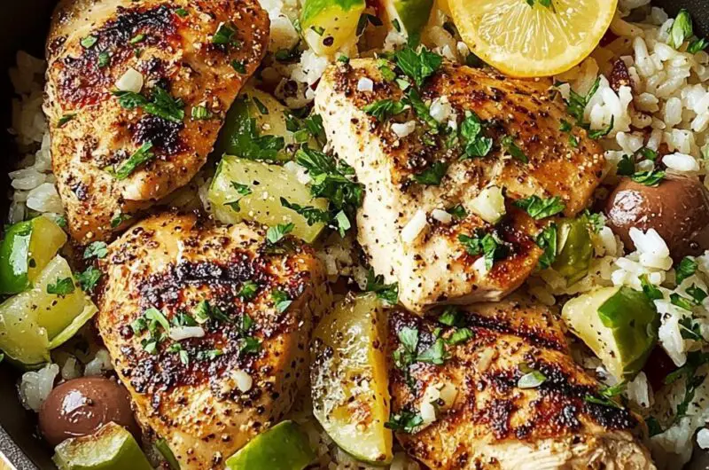 Greek Chicken and Rice Skillet