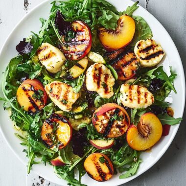 Grilled Peach and Halloumi Salad