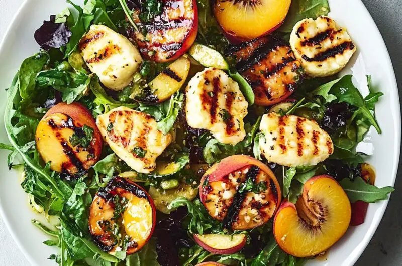 Grilled Peach and Halloumi Salad