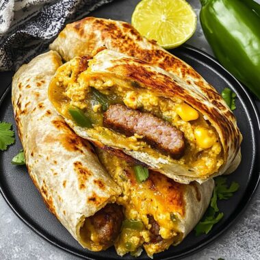 Hatch Green Chile Sausage Breakfast Burritos
