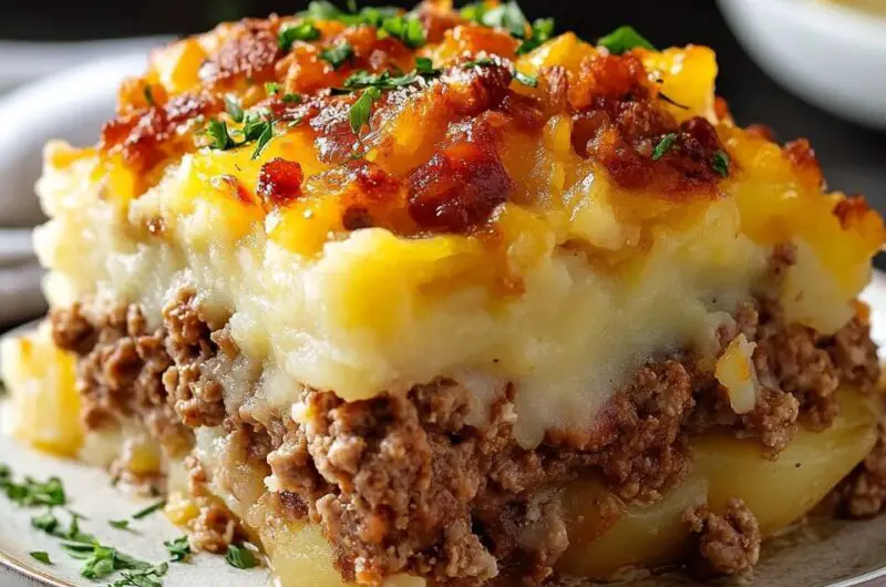 Loaded Potato and Meatloaf Bake