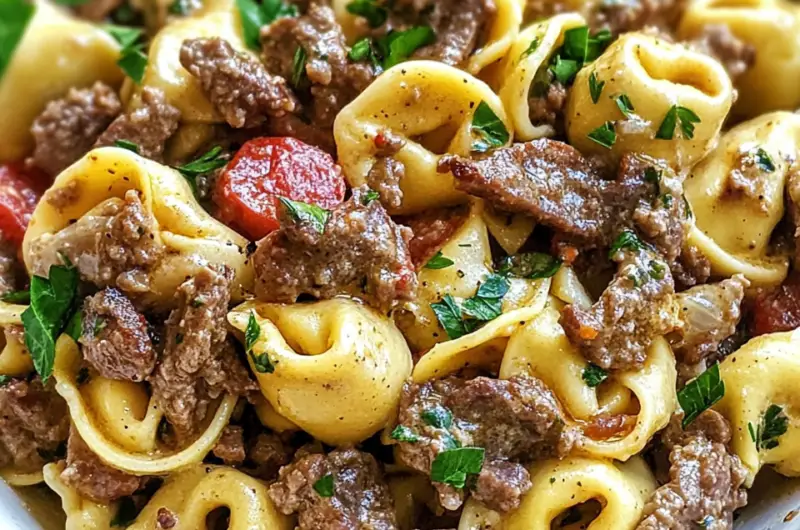 Philly Cheesesteak Tortellini Pasta