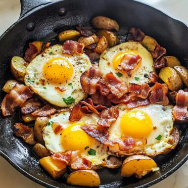 Skillet Bacon & Eggs with Potatoes O’Brien
