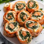 Spinach Feta Stuffed Salmon Pinwheels