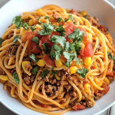 Crockpot Taco Spaghetti