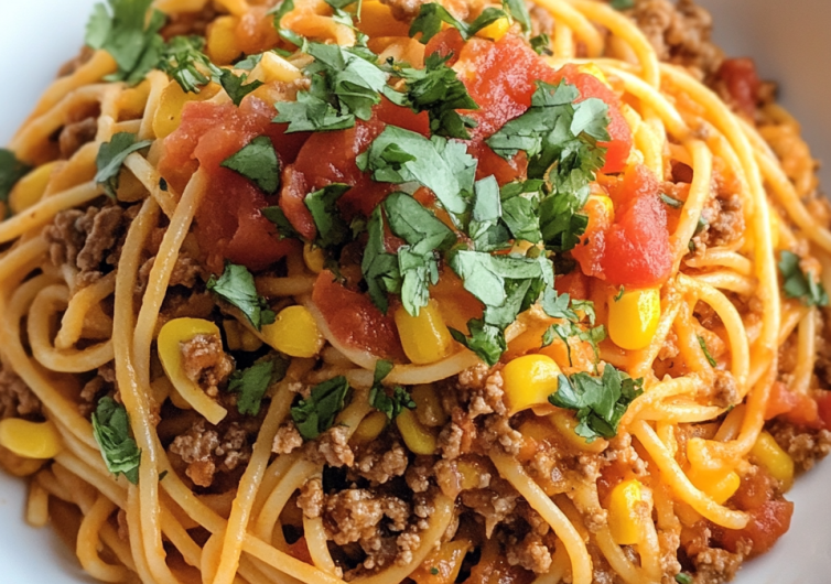Crockpot Taco Spaghetti