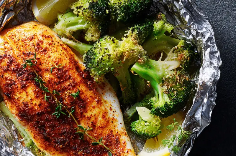 Tilapia with Smoked Paprika Butter and Broccoli