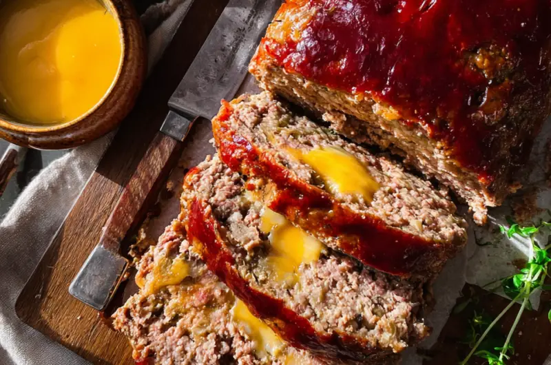 Cheddar Cheese Stuffed Meatloaf