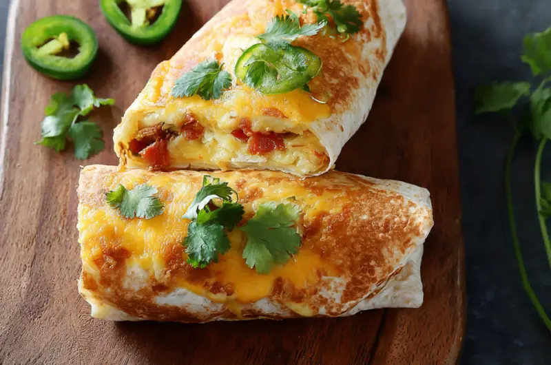 Crispy Cheese Breakfast Burritos