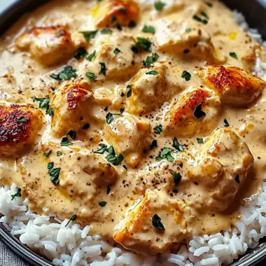 Creamy Smothered Chicken with Rice