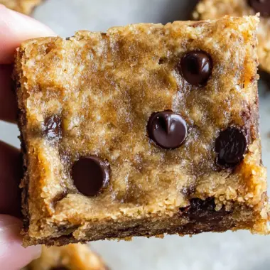 Fudgy Banana Blondie Bars with Chocolate Chips