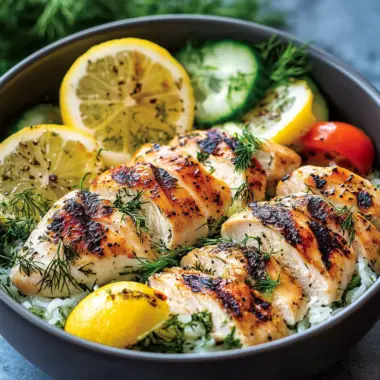 Mediterranean Lemon Dill Chicken Bowls