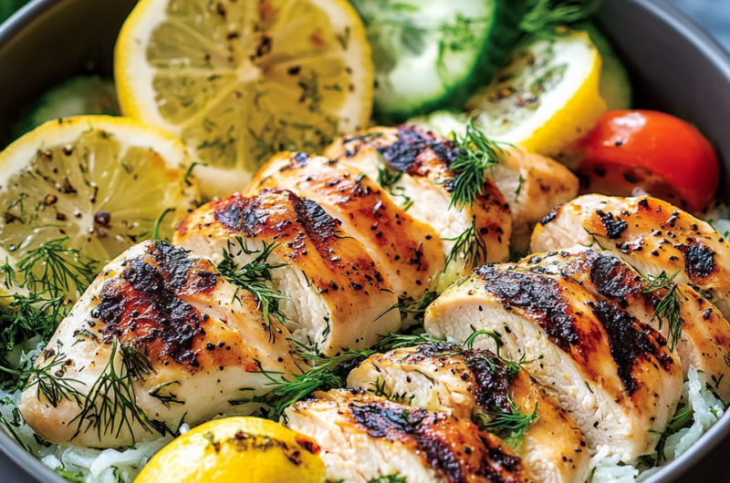 Mediterranean Lemon Dill Chicken Bowls