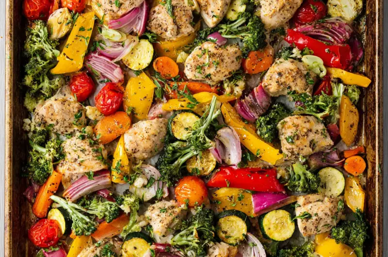 Sheet Pan Chicken and Rainbow Veggies