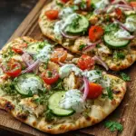 Tzatziki Chicken Veggie Naan Pizza
