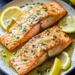 Salmon with Garlic Lemon Butter Sauce