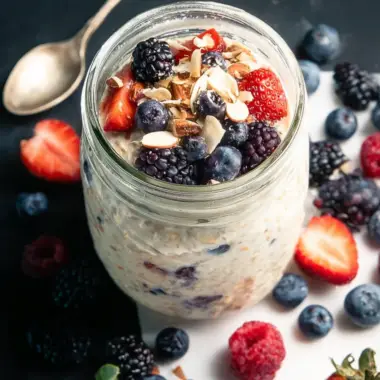 Almond Milk Overnight Oats with Berries