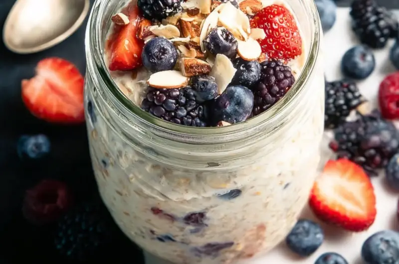 Almond Milk Overnight Oats with Berries