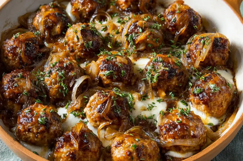 French Onion Meatballs