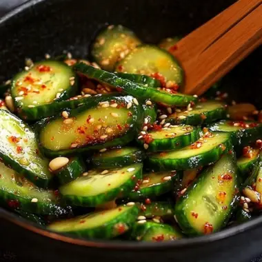 Spicy Korean Cucumber Salad with Garlic & Sesame