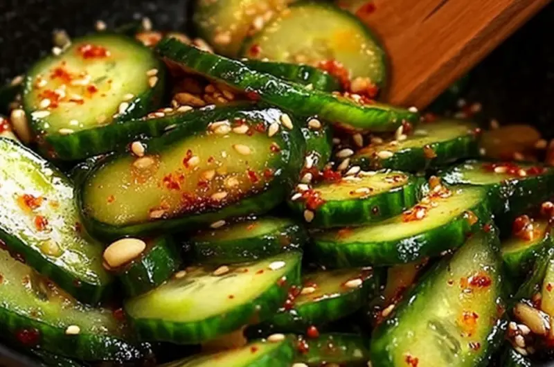 Spicy Korean Cucumber Salad with Garlic & Sesame