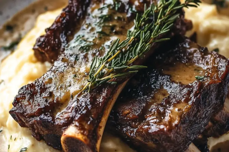 Braised Short Ribs in Creamy Herb Sauce