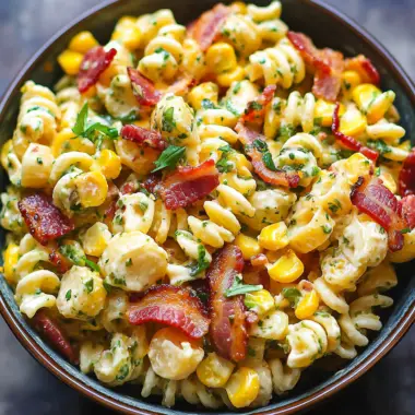 Creamy Corn Bacon Pasta Salad