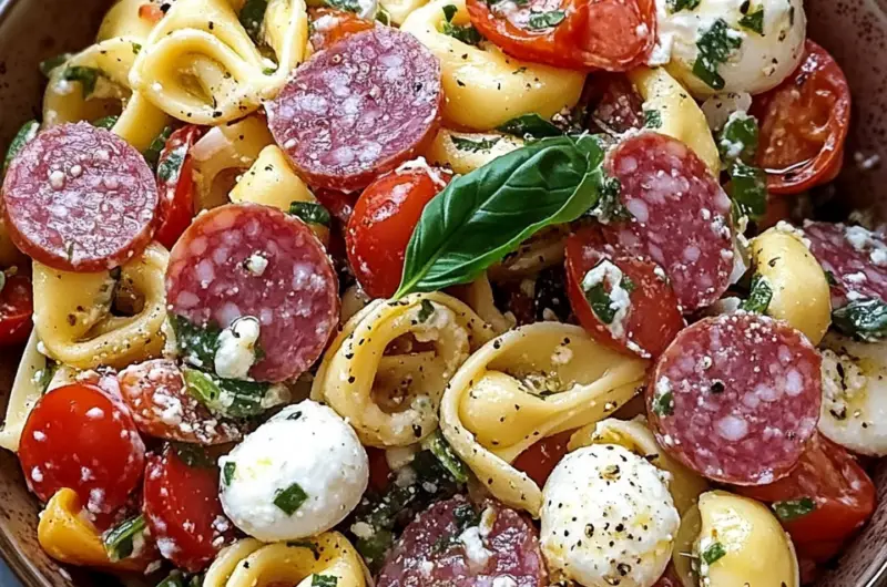 Salami Mozzarella Tortellini Pasta Salad