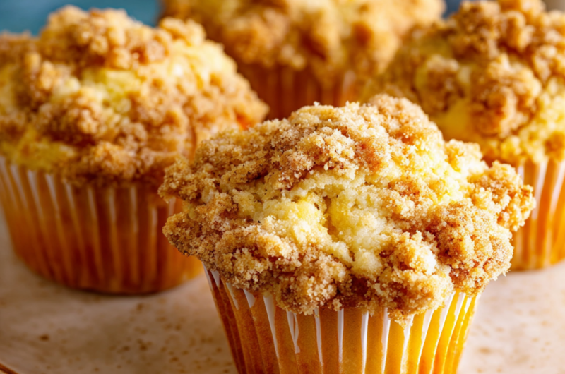Easy Peach Crumb Topping Muffins