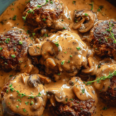 Mushroom Gravy Smothered Rissoles