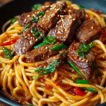 Sweet and Spicy Garlic Steak Pasta