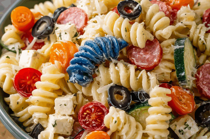 Chilled 4th of July Pasta Salad