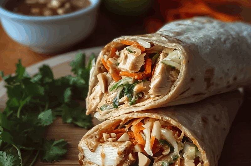 Thai Peanut Chicken Wraps