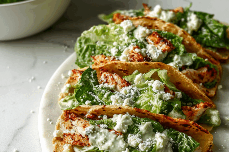 Smash Chicken Caesar Tacos