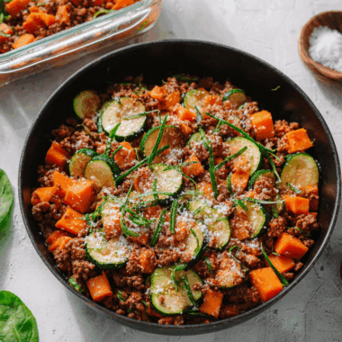 Ground Beef Zucchini Sweet Potato Skillet