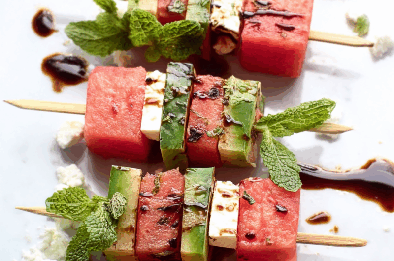 Watermelon Feta Mint Skewers