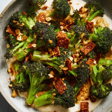 Roasted Broccoli and Whipped Tofu with Chile Crisp Crunch