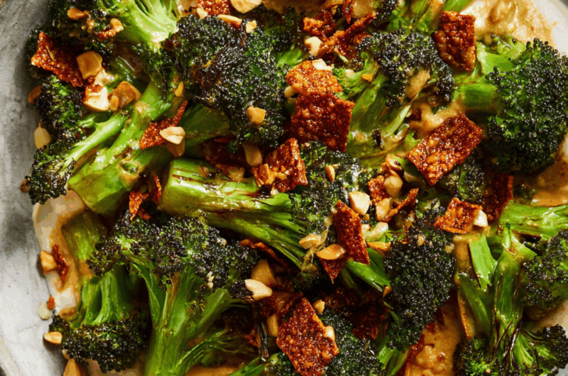 Roasted Broccoli and Whipped Tofu with Chile Crisp Crunch
