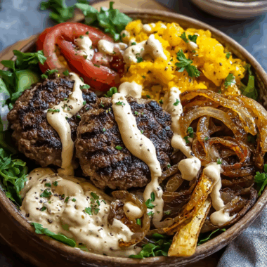 Burger Bowls with Caramelized Onion Aioli