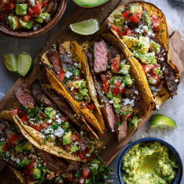 Grilled Steak Tacos with Avocado Salsa